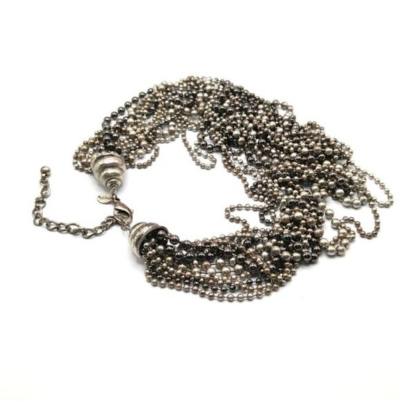 Chico's Silver Tone Metal Beaded Necklace, 12 Layered Strands, 23 Inches - Picture 6 of 9